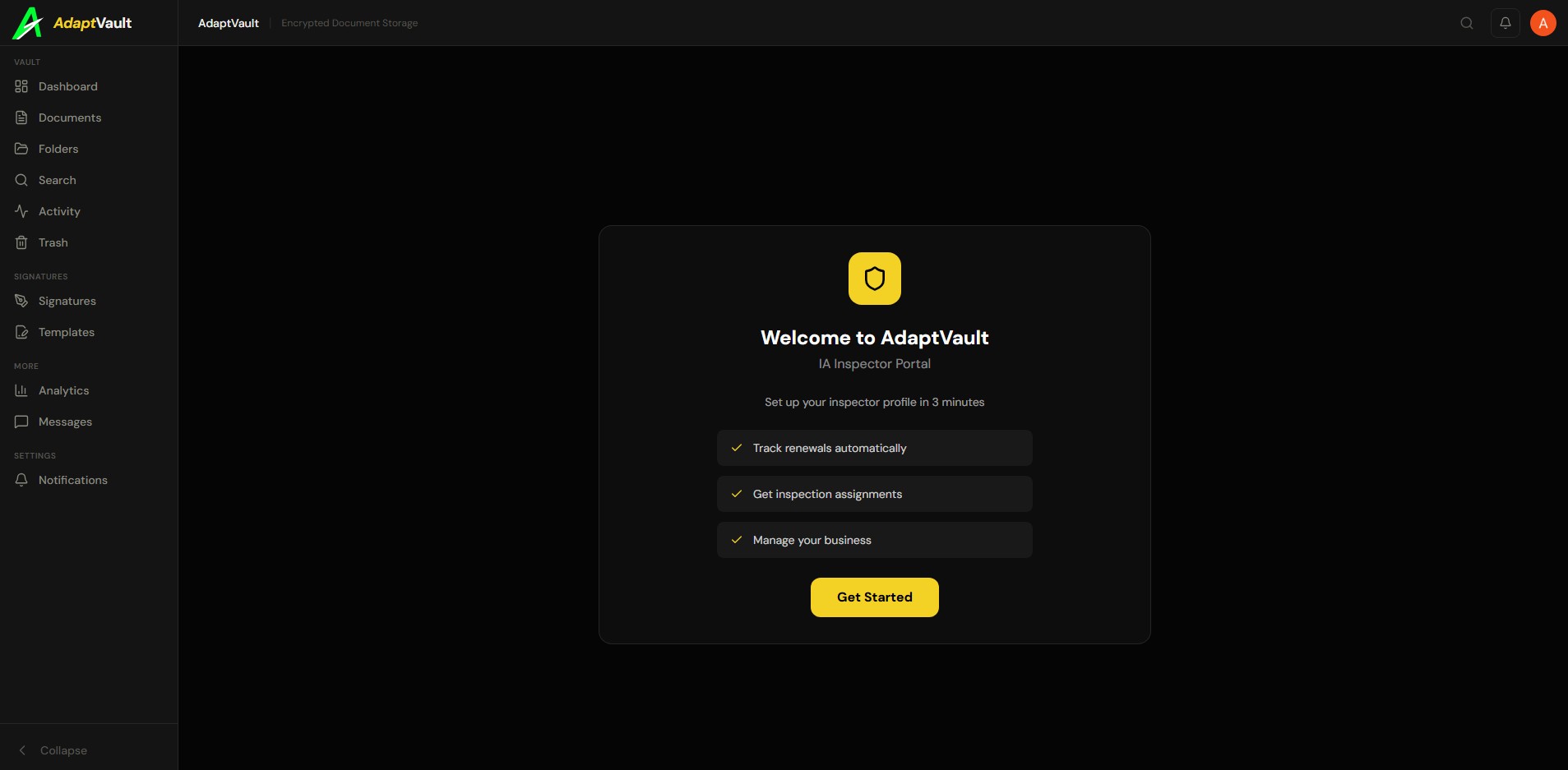 AdaptVault Inspector Portal view