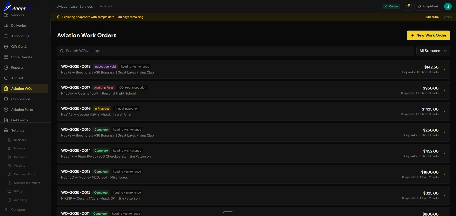 Work Orders screenshot